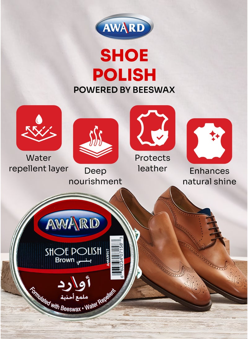AWARD Shoe Polish Wax Tin Brown – 40 g (Pack of 2) | Quick Shine, Rich Brown Gloss for Leather Shoes & Boots - Image 5